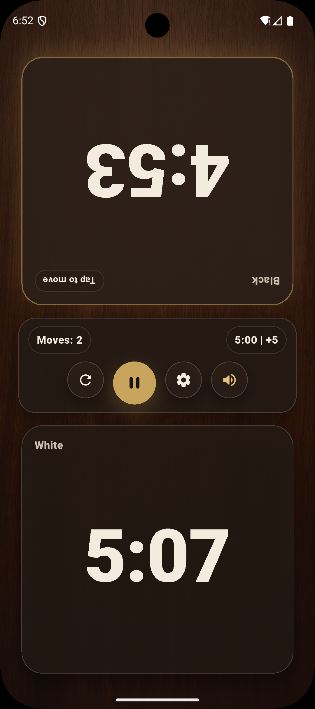 Clock view with presets and controls