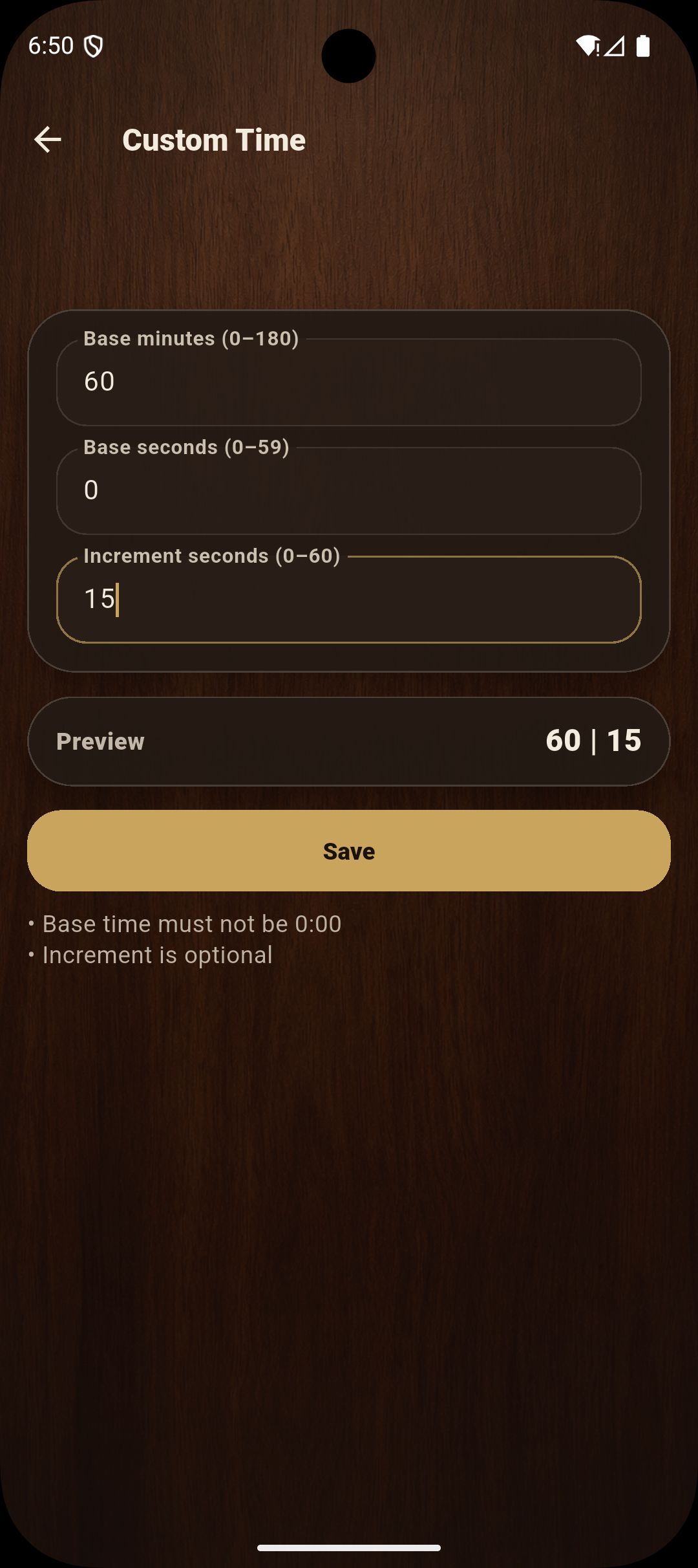 Clock view with time controls