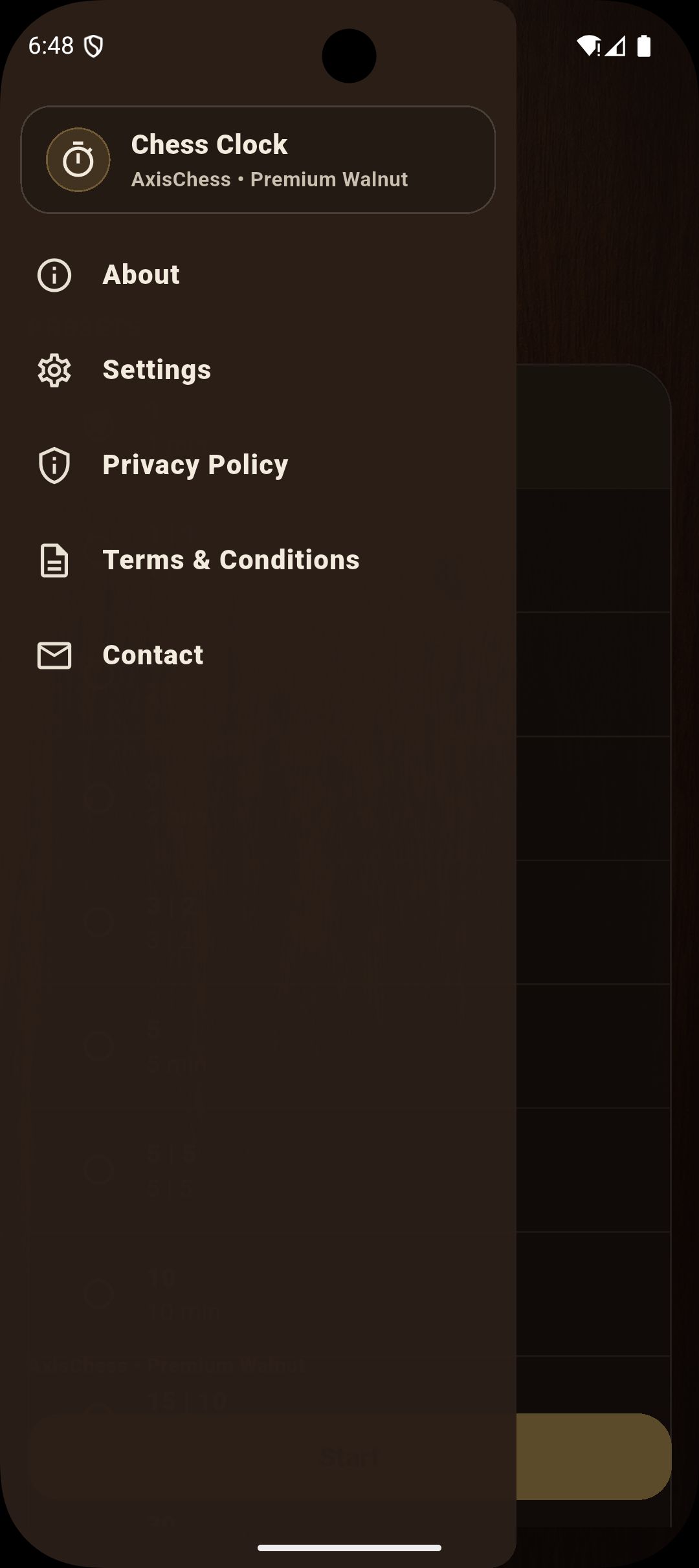 Custom time configuration screen